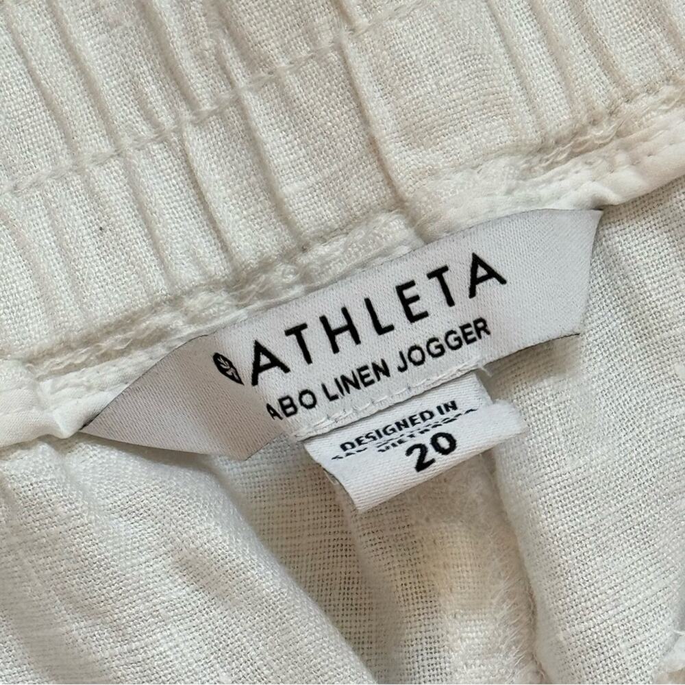 Athleta Cabo White 100% Linen High Rise Cropped Joggers Women’s Size 20 - Picture 13 of 15
